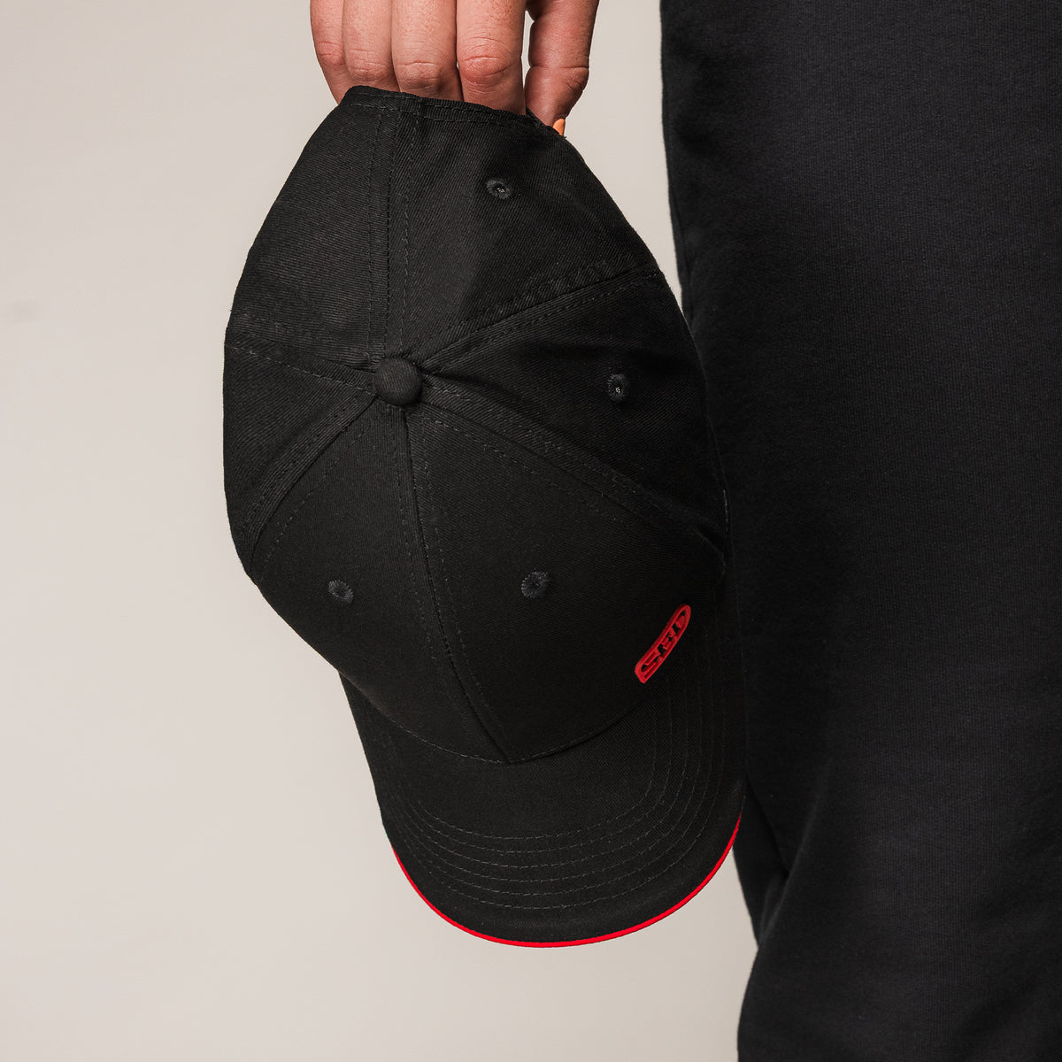 Black SBD Cap, top view showing the panel construction