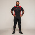 Men's SBD Full Length Singlet in black and red, full-length front view