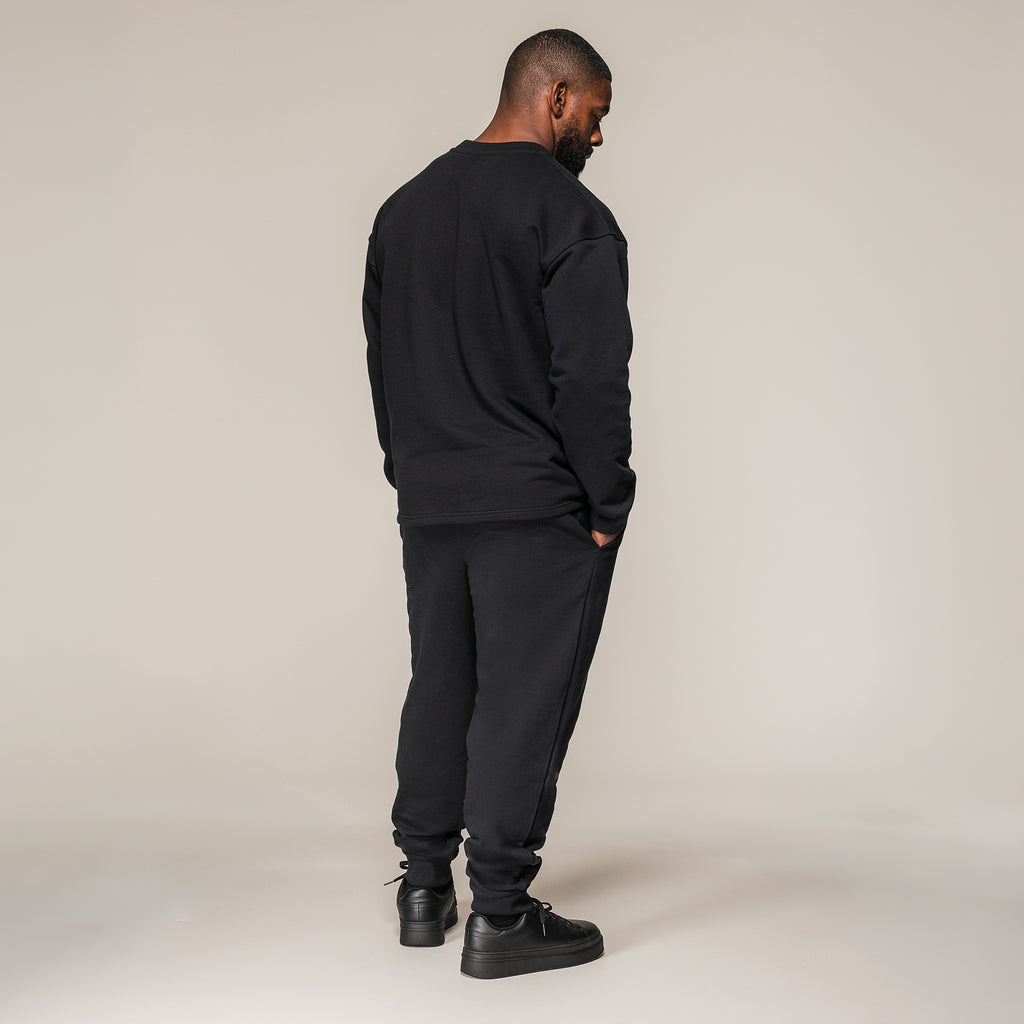 Black SBD Joggers, full-length rear view